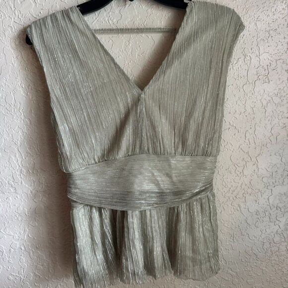 Rachel Zoe Tops - Rachel Zoe Sparkly Champagne V-Neck Blouse Size Medium Party Holiday Top